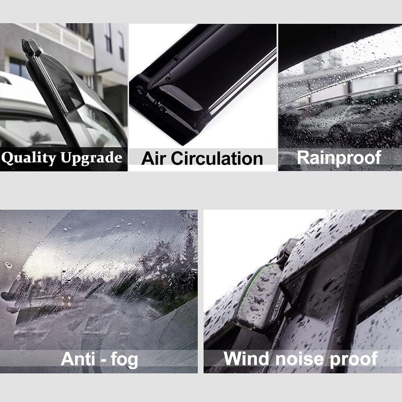 Deebior Original Side Window Deflector Visor Rain Guard fit for 2008-2012 Honda Accord Sedan,4pcs Outside Mount Tape-on Shatterproof Dark Smoke Window Shades 94960 - Image 3